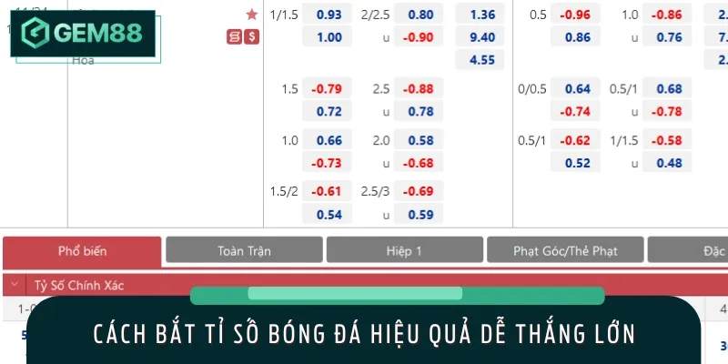 Những cách bắt tỉ số bóng đá có khả năng thắng lớn, thu lợi khủng