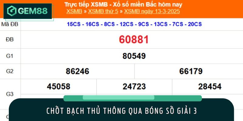 Bắt số bạch thủ dựa vào bóng số giải 3 có độ chính xác cao