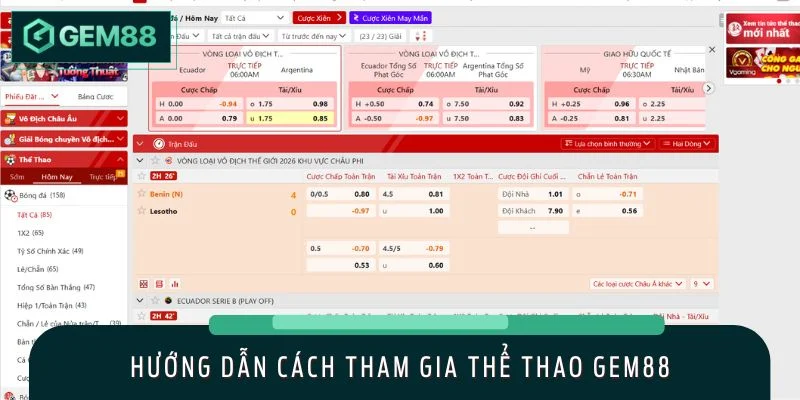 Hướng dẫn cách tham gia thể thao GEM88